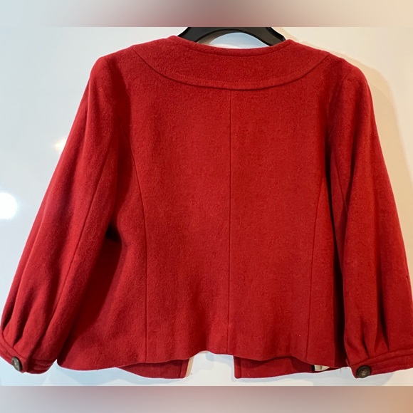 J.Crew Women Jacket 1Red Wool Pea Coat Cashmere Double Breasted size 2 - Picture 2 of 5
